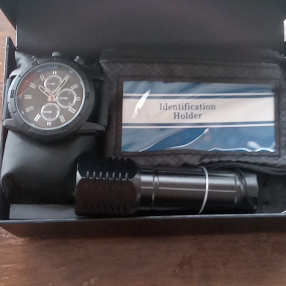 Watch,flashlight and Id holder set